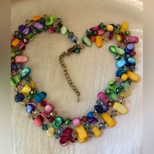 Multi Colored Layered Shell and Beads Beach Summer Boho‎ Necklace